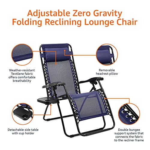 Amazon Basics JC086 Outdoor Textilene Adjustable Zero Gravity Folding Reclining Lounge Chair Set thumb #6