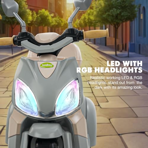 Baybee Trixo Battery Operated Bike for Kids, Ride on Toys Kids Bike Scooty with Music & Light, Baby Rechargeable Battery Bike, Electric Bike for Kids to Drive 1 to 4 Years (Trixo ASH) - Image 4