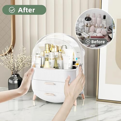 RMAN-Makeup-Organizer-for-Vanity-Make-up-and-Cosmetics-Storage-with-Lid-and-Drawers-Skincare-Organizers-Display-Cases-for-Countertop-Bathroom-Dresser