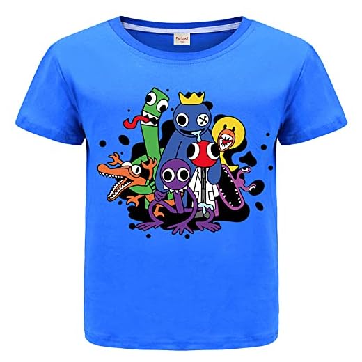Forlcool Rainbow - Camiseta de verano para niños, 100 % algodón, camiseta de YouTube Game Merch, azul, 7-8 Años