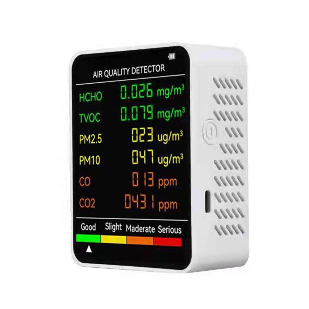 Moniteur de qualité de l'air intérieur 6 en 1, testeur de CO2, Moniteur de dioxyde de Carbone PM2,5, testeur de CO2 PM10, TVOC, HCHO, et CO pour la Maison