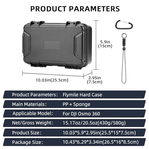 Flymile Osmo 360 Carrying Case, Portable Waterproof Hard Travel Storage Bag 4 x battery/Charging Hub for DJI Osmo 360 Camera Accessories(Case Only) - Image 8