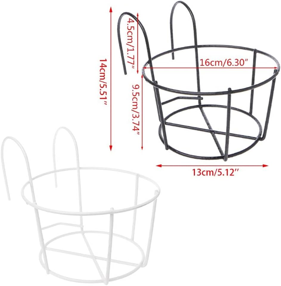 Balcony Hanging Plant Racks Balcony Round Flower Pot Rack Railing Fence Outdoor(D)