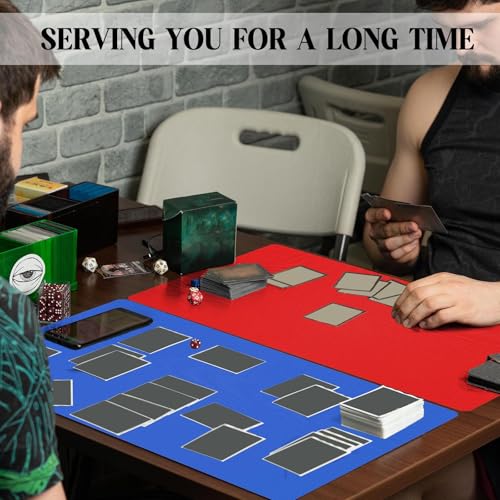 Image of Ecally 4 Pcs Card Game Mats 24 x 14 Inch Playmat Table Smooth Playing Card Mat for TCG, Gameplay (Red,Blue)