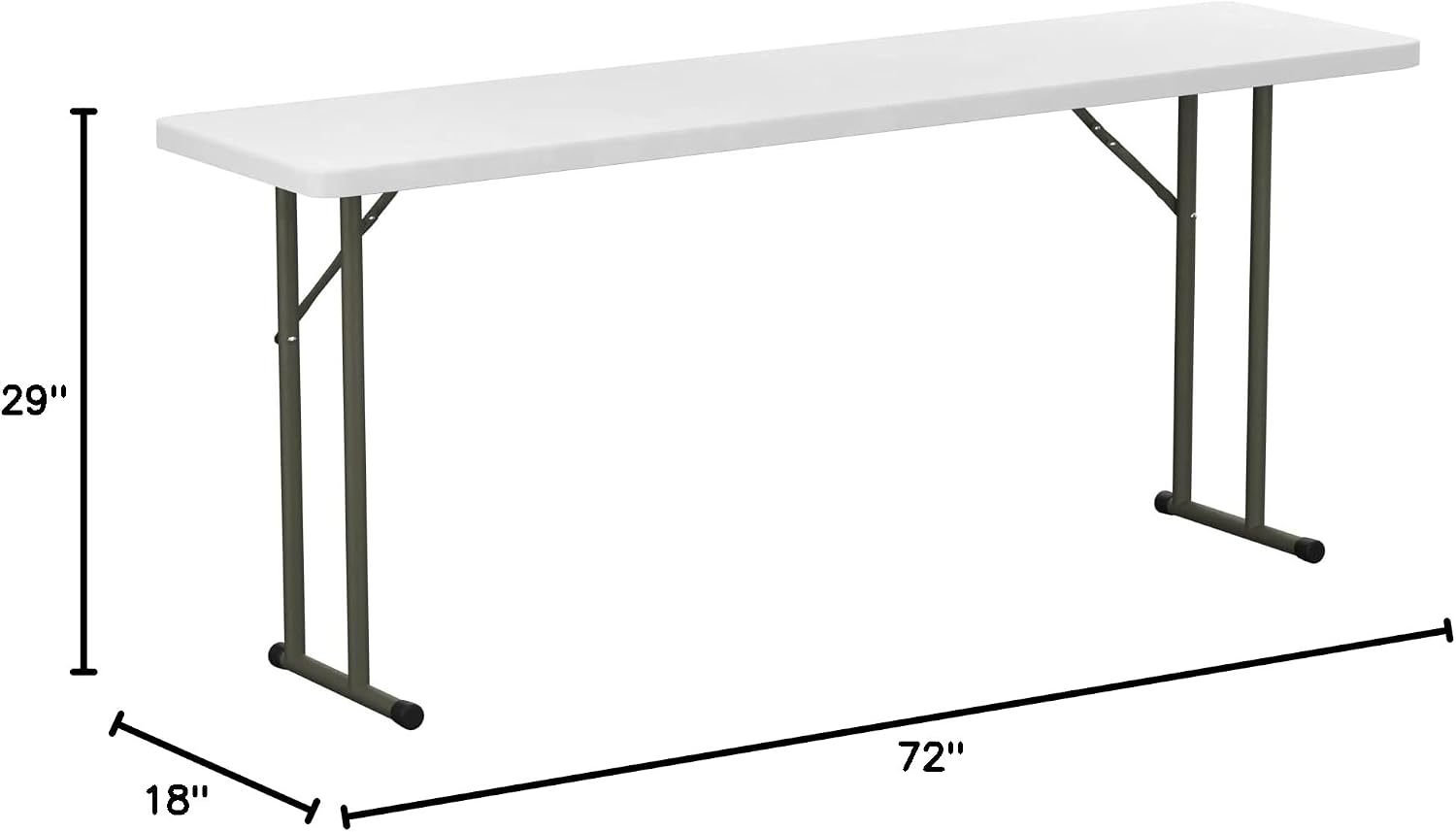 18" x 72" Granite White Heavy-Duty Blow Molded Plastic Folding Table