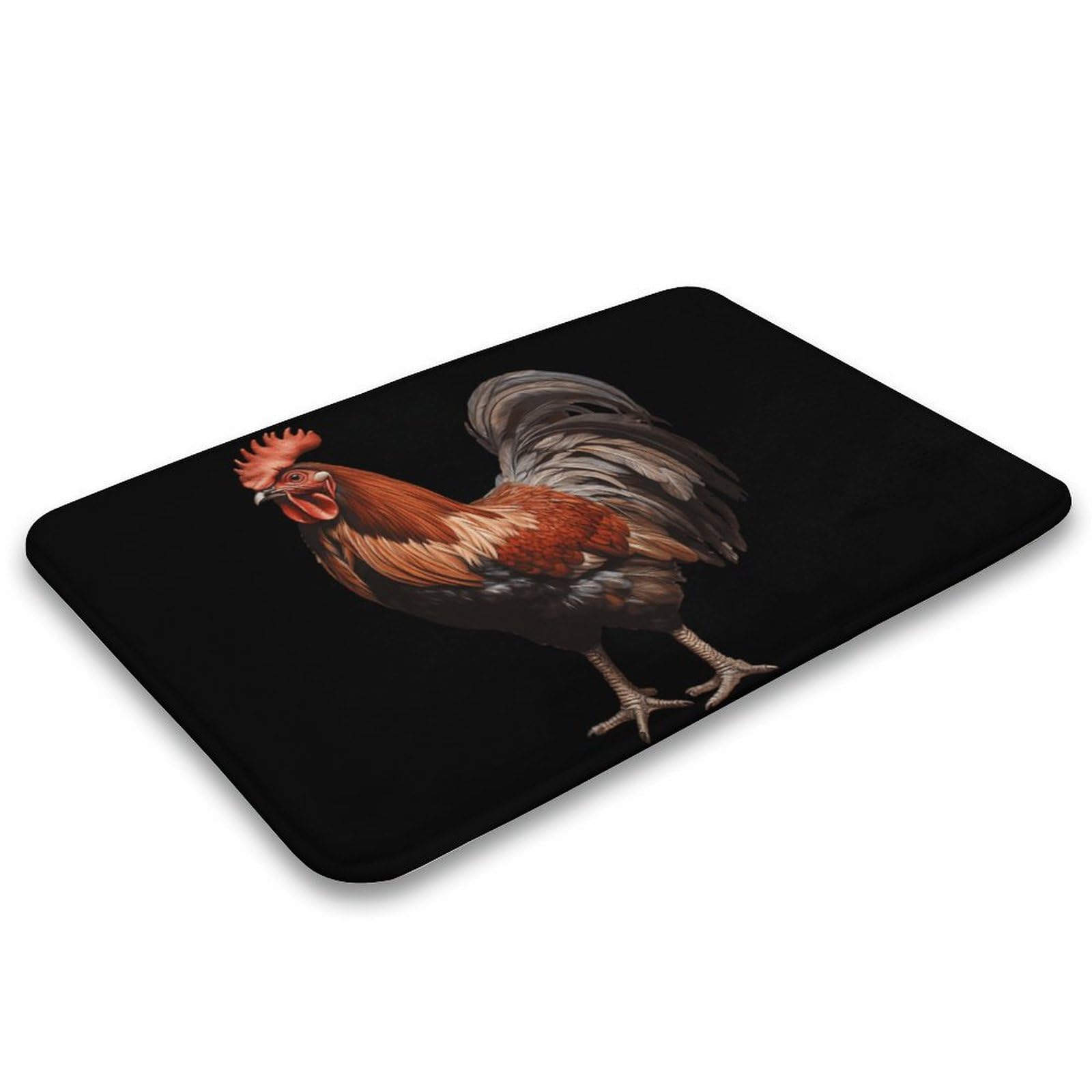 Farm Rooster Coral Velvet Rugs Non-Slip Bathroom Rugs Soft Kitchen Rug Floor Carpet for Home Decor 19.7