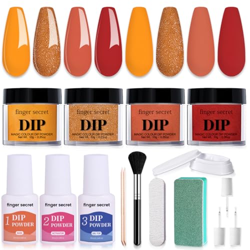 Dip Nail Powder,4Colors Dip Powder 10g/0.35oz,NailS Dip PowderS,Dip Nails PowderS Starter KitS for NailS Art Manicure DIY Salon,No UV/LED Nail Lamp Needed(F9)