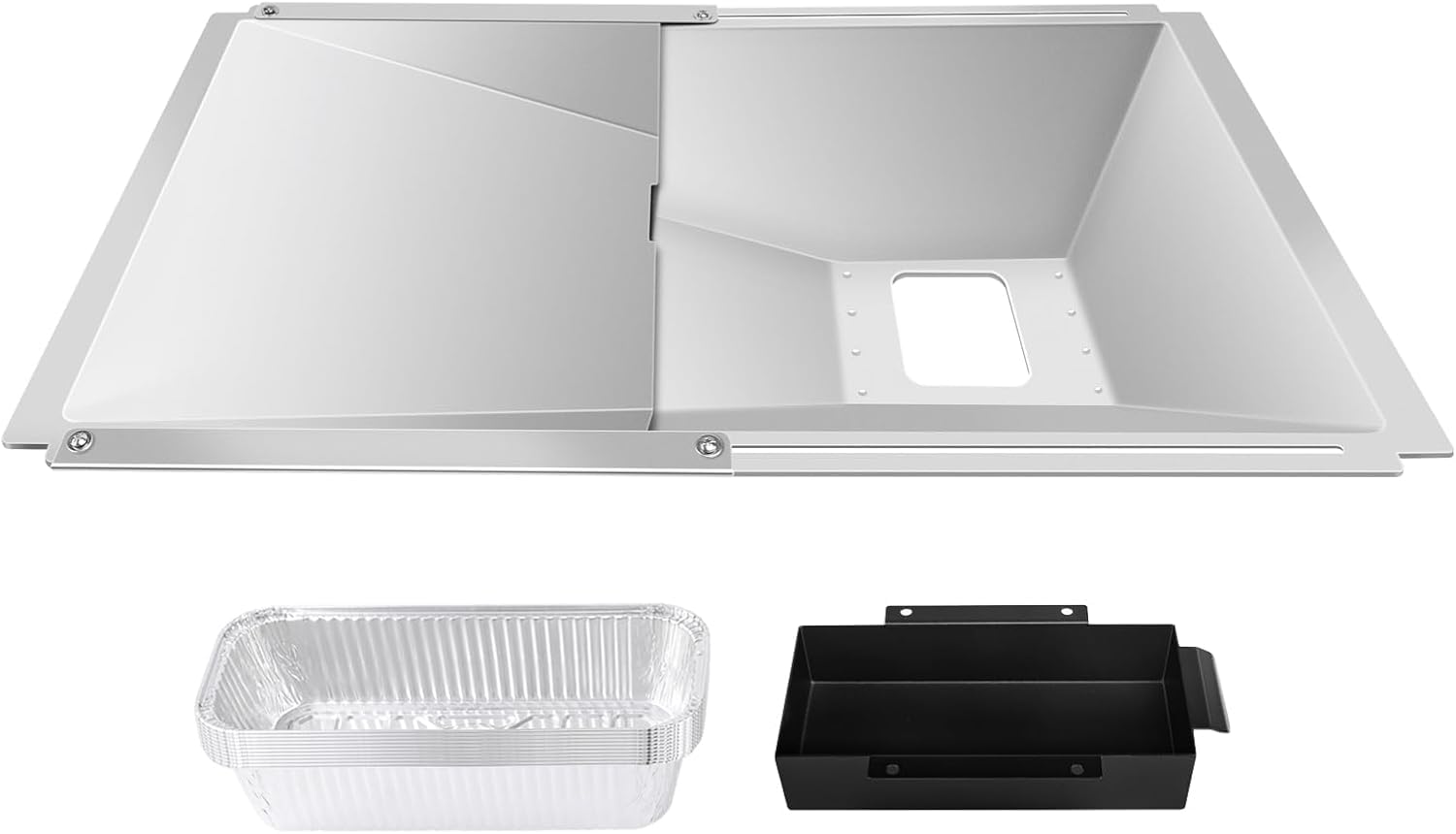 Denmay Bac à graisse universel avec égouttoir réglable pour barbecue à gaz 2-4 brûleurs 38-65 cm x 36