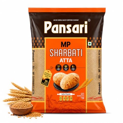 Image of Pansari 100% Natural MP Sharbati Wheat Atta 5 kg | Whole Wheat Flour | Freshly Milled | No Mixture | High Fiber | No Preservatives | Stone-Ground for Authentic Taste | 5Kg Pack