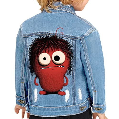 Monster Toddler Denim Jacket - Funny Print Jean Jacket - Colorful Denim Jacket for Kids