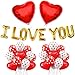 I Love You Balloons - Valentine Balloons Kit, Pack of 35 - Valentines Day Balloons - Heart Print Latex Balloons - Valentines Day Decorations - Heart Foil Balloon Red and White Valentines Balloons