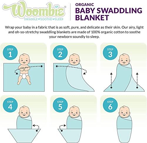 Image of Woombie AirWrap Organic Swaddle - Old Fashioned Receiving Blankets for Babies - Lightweight, Vented Design, English Rose, 44 x 44 in.
