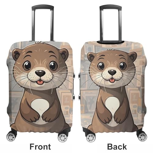 Anti-Scratch Luggage Cover Cartoon Cute Otter Printed Luggage Case Protector Washable Suitcase Covers Elastic Suitcase Protector for Size XL (30-32 inches) Luggage3