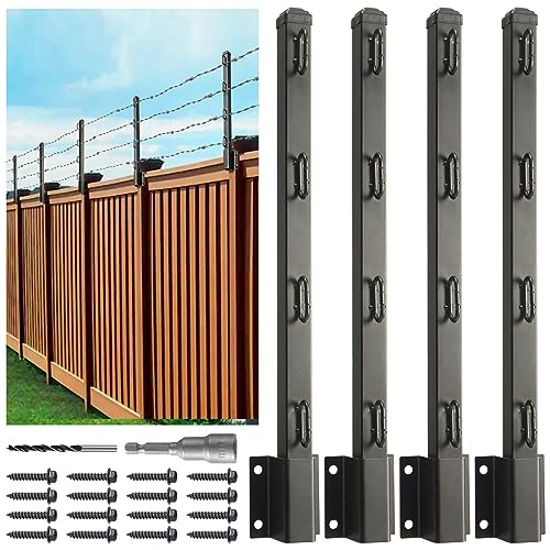 Epcee Fence Post Extender 23.5 Fence Barbed Wire Extend Armfor Outdoor Fences to Increase Height Protect Privacy and Pets Jumping Off (4 23.5in)