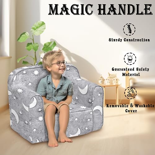 Toddlerchairglowinthedarkkidsfoamchairwithremovableandwashablecovercarryinghandletoddlerarmchairkidschairtoddlercouchmoongrey Urban Country Home Decor Toddler chair glow in the dark kids foam chair with removable and washable cover carrying handle toddler armchair kids chair toddler couch moon grey urban country home decor