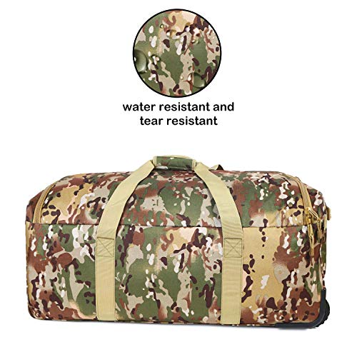 ARMYCAMO Rolling Loadout Luggage Bag with Wheels,Hockey Bag, Duffle Bag with Rollers,124L X-Large Heavy Duty Oversized Storage Bag,Tactical Wheeled Deployment Trolley Camping Bag