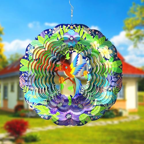 Spinner à vent colibri en métal cinétique décoratif pour le jardin - 4
