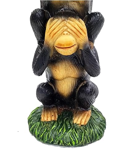 Image of AUGEN Polyresin Three Wise Monkeys Statue Showpiece for Home Decor Decoration and Gifting (6772A1, 25cm)