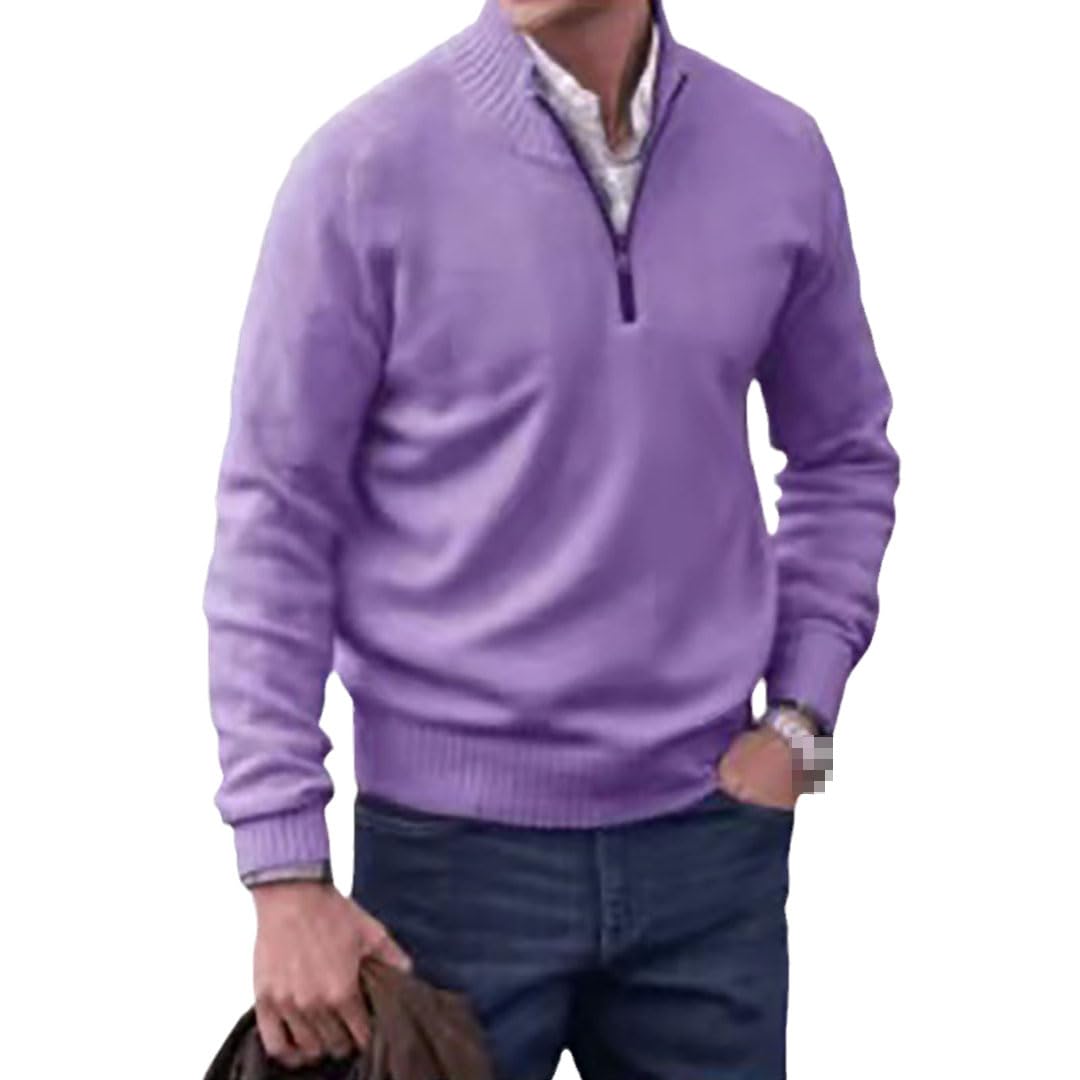 Maglione di lana da uomo con zip a maniche lunghe