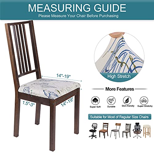 Image of SearchI Seat Covers for Dining Room Chairs Stretch Printed Chair Seat Covers Set of 4, Removable Washable Upholstered Chair Seat Protector Cushion Slipcovers for Kitchen, Office(Butterfly Pattern)