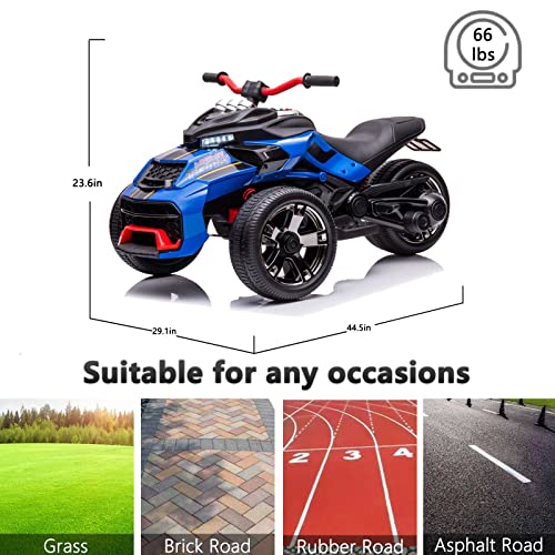 Image of 24V Ride On Toys for Kids 4-8 Kids' Electric Motorcycle 3 Wheeler ATV