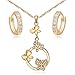 Produktbild Crystalline Azuria Schmetterlinge Schmuck-Set Weiß Zirkonia Kristalle Halskette Anhänger 45 cm Huggie Ohrringe 18 kt Vergoldet für Damen