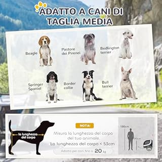 PawHut Rimorchio Bici per Cani Taglia Media con Finestre Laterali e Bandierina, Rimorchio per Bici in Acciaio e Tessuto Oxford, 130x73x90 cm, Bianco e Nero