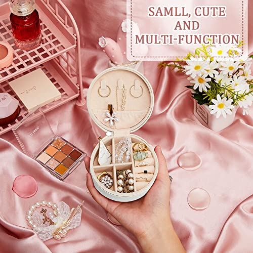 12 Pcs Travel Jewelry Case Bridesmaid Gift Boxes Jewelry Travel Organizer Small Round Jewelry Box Mini Storage Box(White) #TOP3