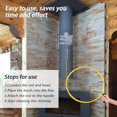 Longzhuo 9.84 Feet Dryer Vent Cleaner Kit, Flexible Lint Brush with Drill Attachment, for Cleans Metal Stove Pipes, Flues, Chimneys, Dryer Vents, and More