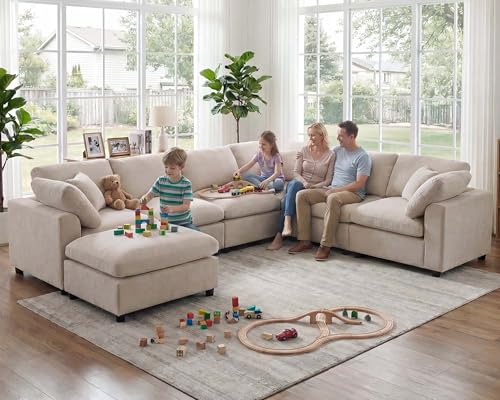 126" V-Shaped Modern Sofa Modular Sectional Cloud Couch with...