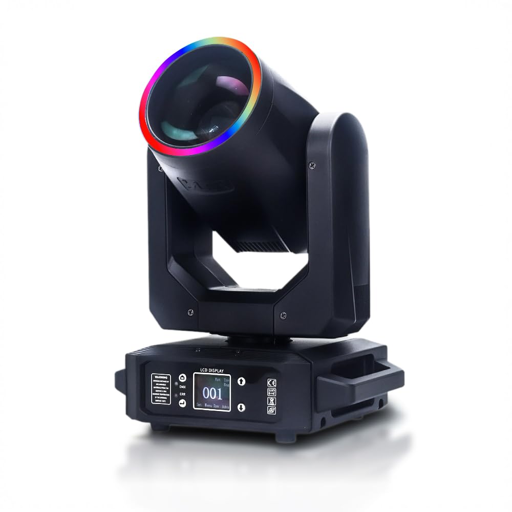 200W LED Moving Head Light with DMX512 Control - Beam & Spot Dual Mode, 6-Color Rainbow, GOBO Effects for Stage Shows, Clubs, Bar Lighting