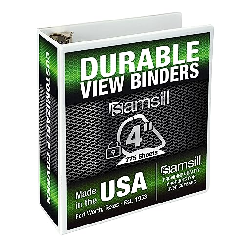 Image of Samsill Durable 4 inch 3 Ring Binder, D Ring Binder, 100% Recycled Chipboard, White, Pallet of 216 Binders in 36 Cartons