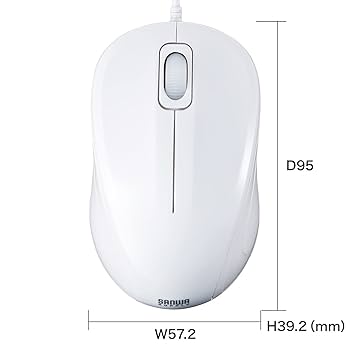 マウス MA-YBSK315W【抗菌・静音有線ブルーLEDマウス（ホワイト）】抗菌
