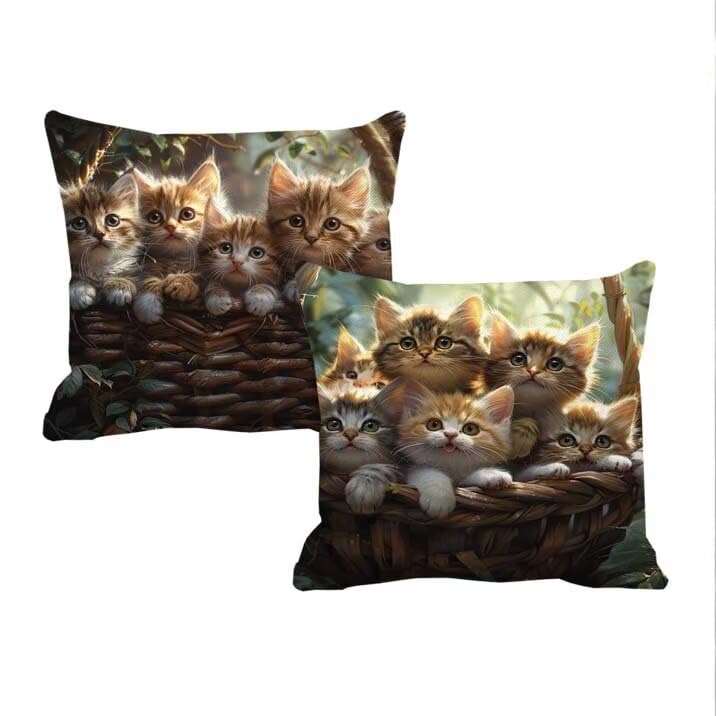 Housse coussin 45x45 chat imperméable et résistant aux intempéries