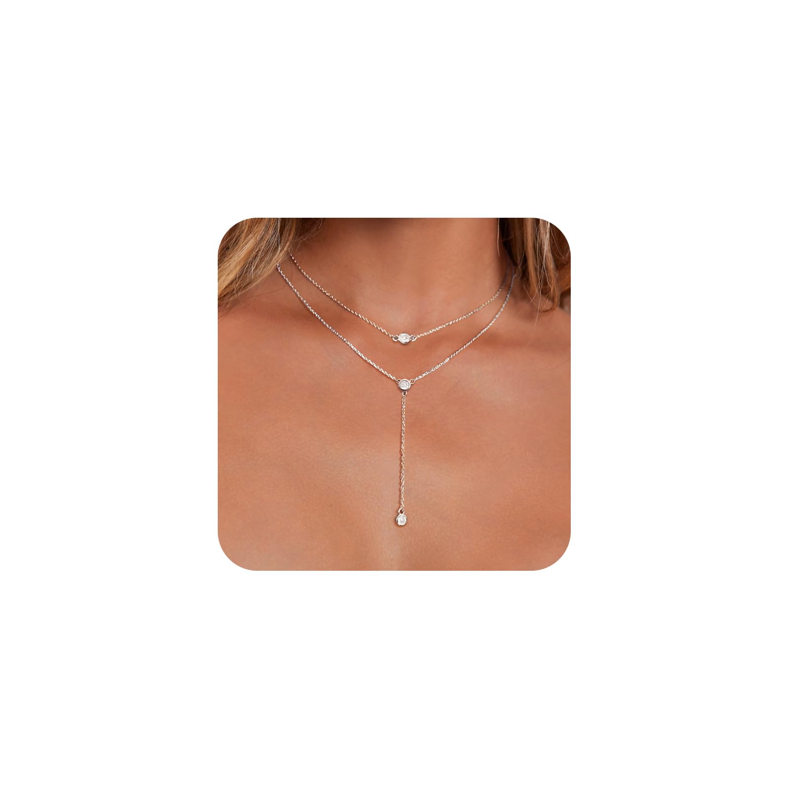LULII Lariat Gold Necklace for Women Trendy Dainty 14k Gold Plated/Silver Layered Chain Drop Necklaces Y-Shaped Necklace Jewelry for Women Gifts