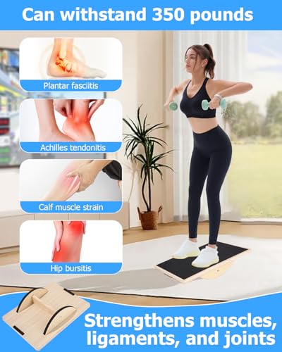 Zofory Rutschfestes Balance Board, Balance Board aus Holz für Erwachsene, Gleichgewichtstrainer für das Training der Rumpfmuskulatur, Stabilitätstraining und Dehnübungen für die Beine