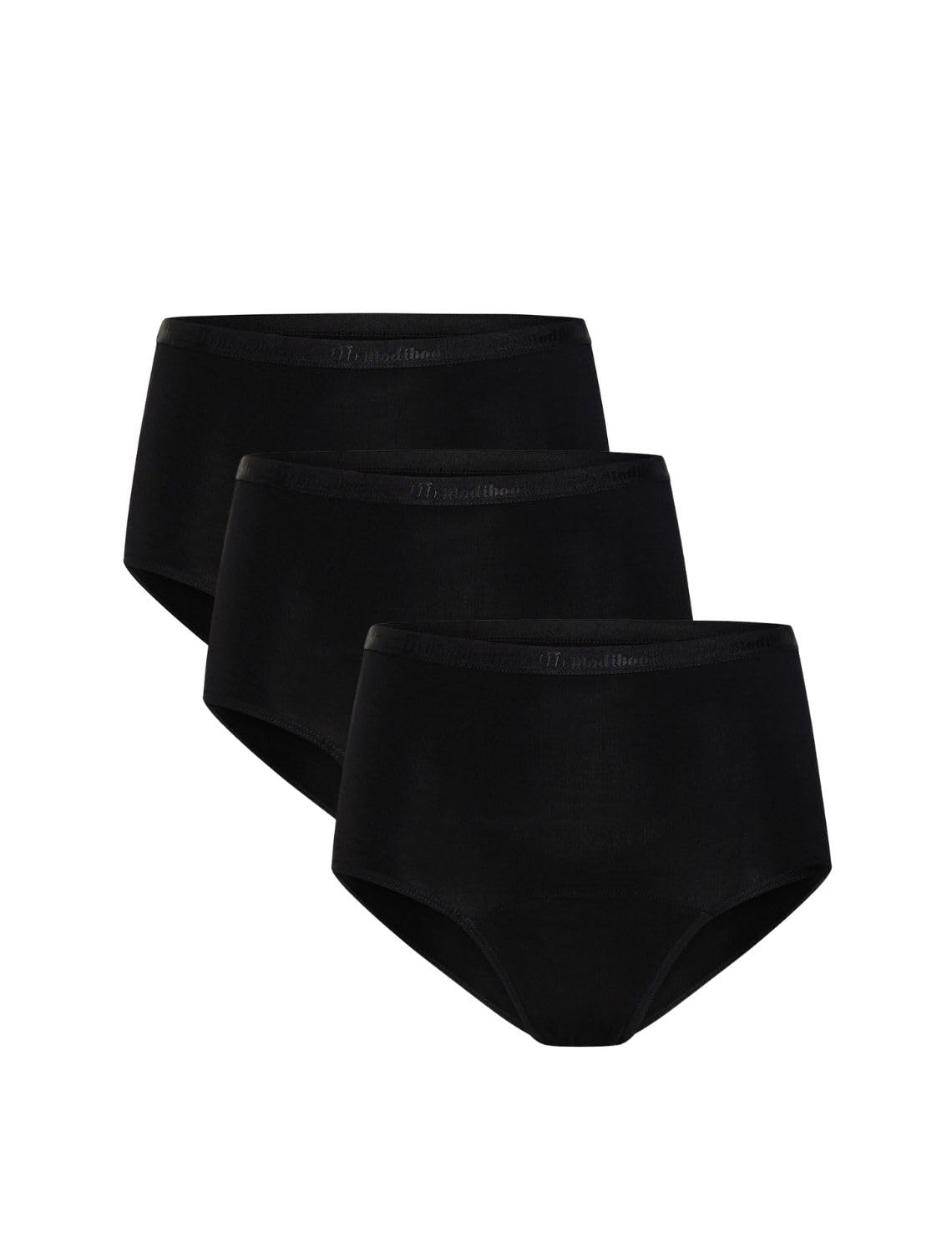 Modibodi Bragas Menstruales Mujer Cintura Alta Absorción Ligera 20ml Ropa Interior Absorbente Reutilizable Antifugas Negro