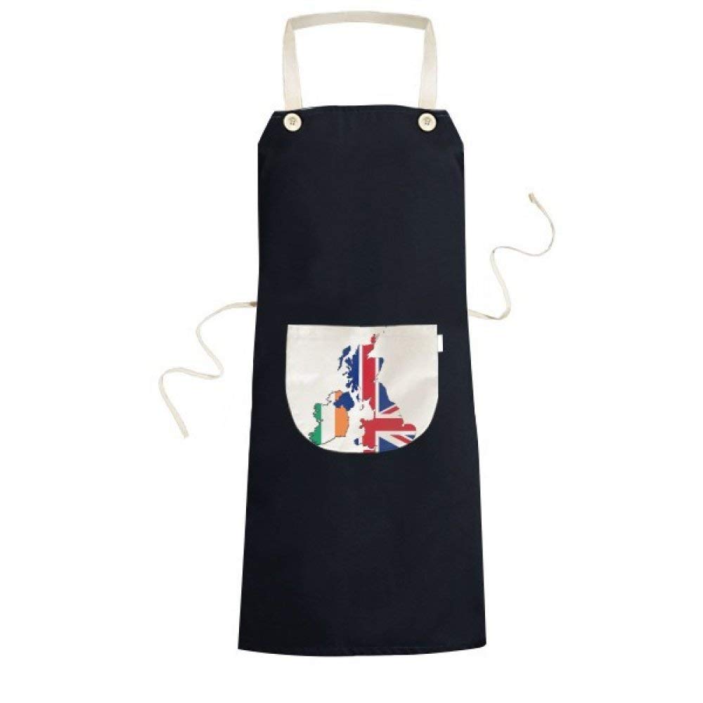 Tablier noir Angleterre et Irlande réglable avec grande poche centrale de cuisine