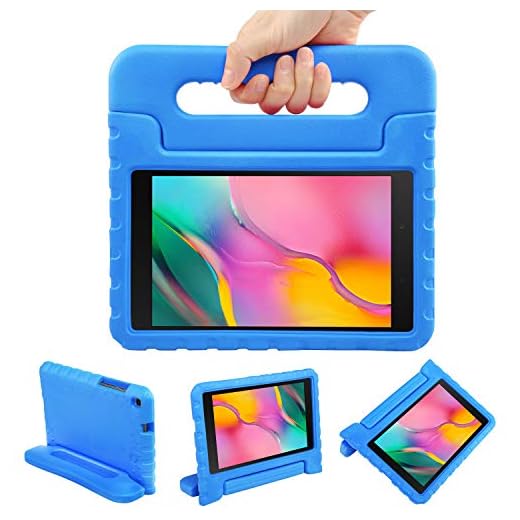 NEWSTYLE Barnfodral för Samsung Galaxy Tab A 8.0 2019 (SM-T290/T295) – småbarn lätt stöttålig bärbart handtag stativ barnfodral för Tab A 8,0 tum 2019 SM-P290/P295 Release (Bule)