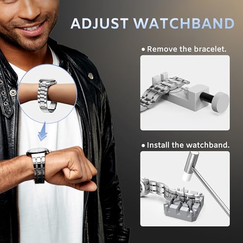Image of JOREST Watch Repair Tool Kit, Battery Replacement, Strap Adjustment, Bracelet Pin Removal, Band Link Remover, Resizing Tool, Wrench Opening Cover, Case Back Opener, Screwdriver, Spring Bar