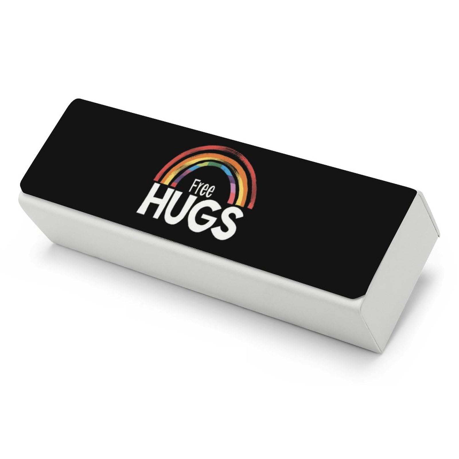 Free Hugs Proud LGBT Leather Glasses Case Fashion Hard Shell Portable Sunglass Organizer Eyeglasses Case for Mens Women