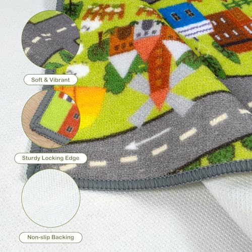 STARUIA Washable Kids Play Rug for Playroom, Boys Car Rug for Kids Toy Cars Have Fun Safely, Non-Slip Educational City Road Rugs Carpets for Kid Room Bedroom, 60" x 32" - Image 4