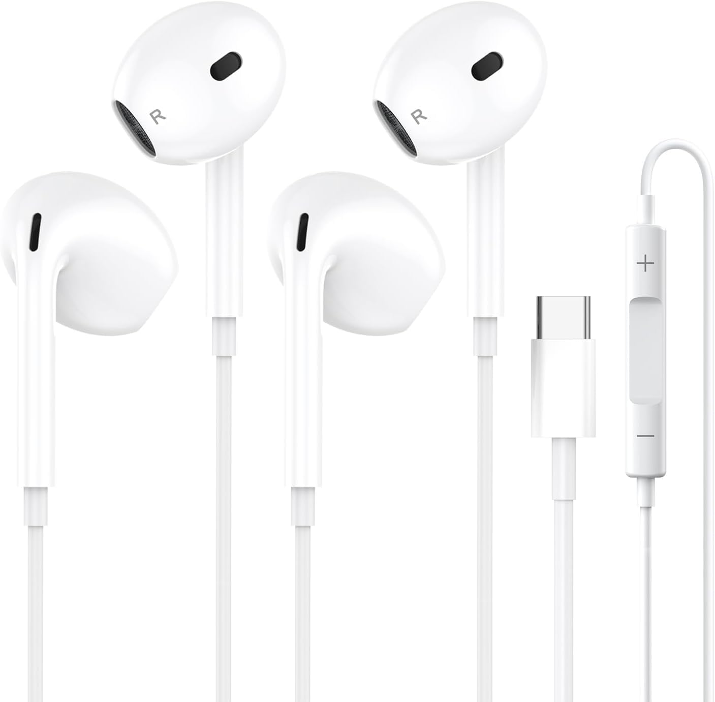 2 Packs USB C Headphones Wired for iPhone 16, Type C Earbuds Earphones with & Volume Control, HiFi Stereo Noise Earbuds Wired for Samsung Galaxy S24/