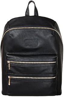 The Honest Company City Backpack, Black | Sturdy Vegan Leather Backpack | Diaper Bag | Changing Pad with Zippered Pocket | Unisex Backpack | Stylish and Functional