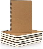 Edulearnable College Spiral Notebook,A5 3 Pcs Pack,Size 5.5X8.2 Inches Blank Travel Writing Notebooks Journal,Memo Notepad Sketchbook,Students Office Business Subject Diary Book Journal-Kraft Cover,120 Pages
