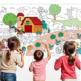 Zharkoo Coloring Tablecloth for Kids, Farm Animal Party Drawing Tablecloth, Large Paper Coloring Table Cover, 31 x 72 Inch DIY Drawing Activity, Art Supplies for Child, Classroom Wall Decor