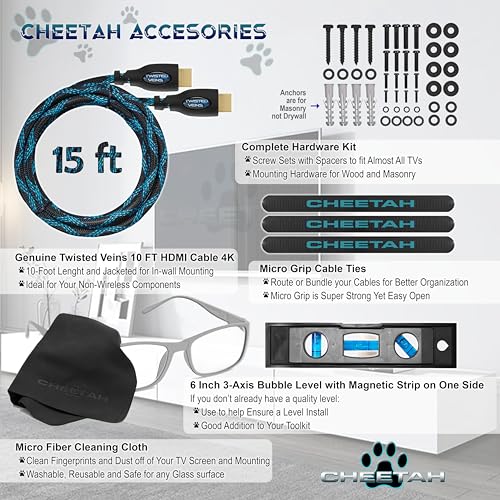 Cheetah APLCMB 360 Swivel Tilt TV Ceiling Mount for 32-75\" TVs, Newer Displays up to 100\", 165lbs, VESA 600, Extends 41-64\" from Ceiling, Universal LCD LED Curved Flat Screen Tilting Mounting Bracket