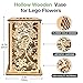 Wooden Vase for Lego Flowers, Display Stand for Lego Flower, Cool Artistic Carving Vase with Hollow Flower Pattern, Gift for Flower Lovers (Wood)