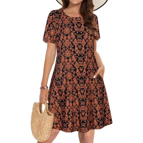 Summer Dresses for Women Casual Tshirt Short Sleeve Floral Sundress Beach Cover Ups with Pockets 2026