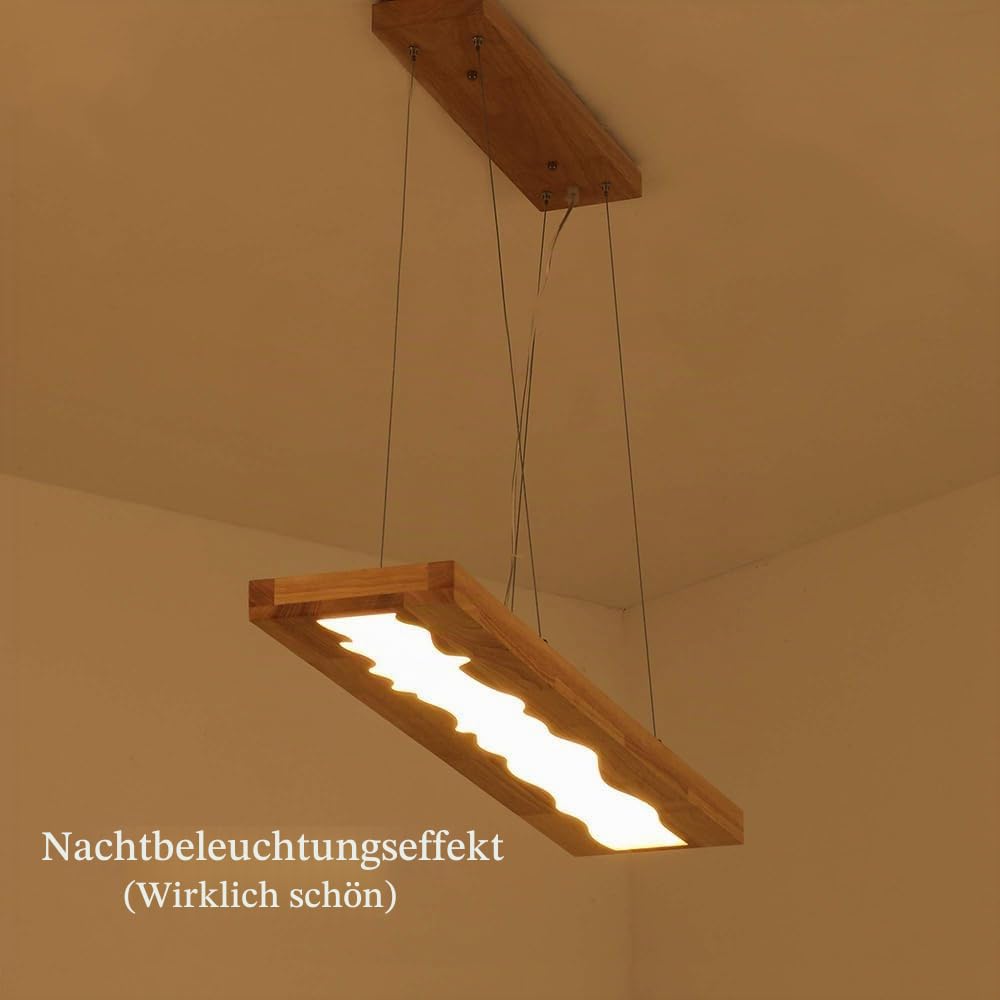 LED Hängelleuchte Esstisch Pendelleuchte Holz Rustikal Dimmbar 40W Mit Den Fernbedienung Pendellampe Höhenverstellbar Moderner Hängellampe Harzleuchter Für Küche Kronleuchter Wohnzimmer Büro Cafe